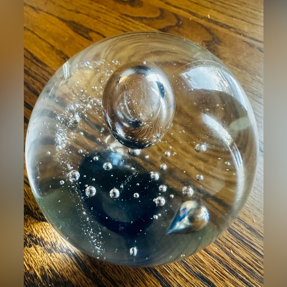 Glass paperweight Handblown Bubbles Vintage